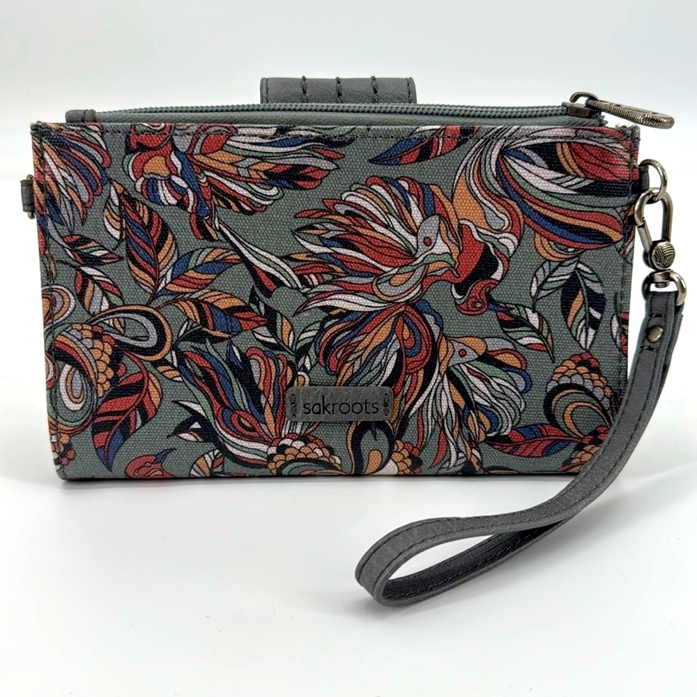 Sakroots Olympic Treehouse Bird Print Organizer Smartphone Wallet Wristlet